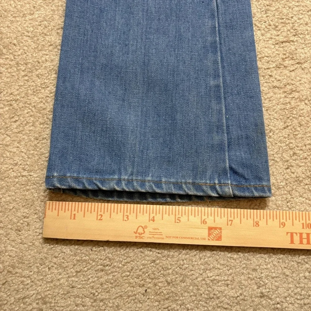 Vtg 70s Bell Bottom Jeans‎ Womens 26x28.5 Blue High Rise Flare Leg Denim Scovill